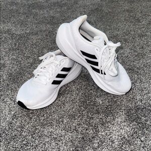 Adidas White Sneakers with Black Stripes